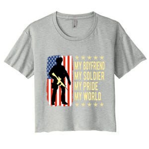 My Friend Is A Soldier Hero Proud Army Friend Funny Gift Women's Crop Top Tee