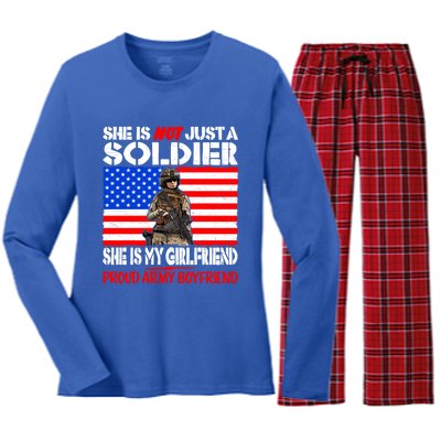 My Friend Is A Soldier Proud Army Friend Lover Gift Meaningful Gift Women's Long Sleeve Flannel Pajama Set 