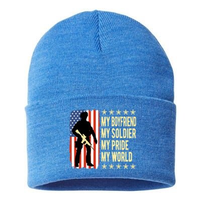 My Friend Is A Soldier Hero Proud Army Friend Funny Gift Great Gift Sustainable Knit Beanie