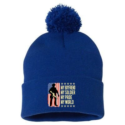 My Friend Is A Soldier Hero Proud Army Friend Funny Gift Great Gift Pom Pom 12in Knit Beanie