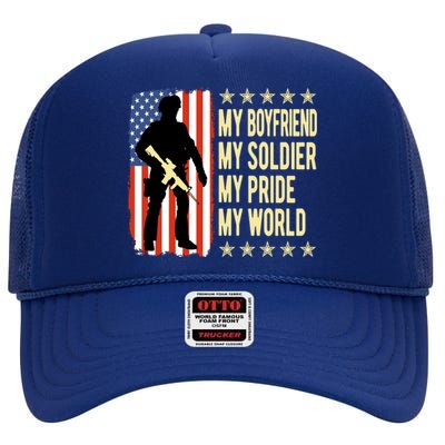 My Friend Is A Soldier Hero Proud Army Friend Funny Gift Great Gift High Crown Mesh Back Trucker Hat