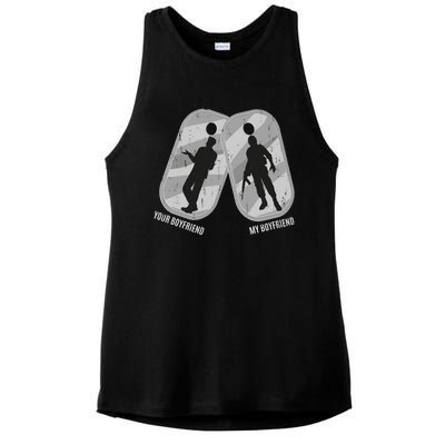 My Friend Is In Army Tee Military Proud Friend Design Gift Ladies PosiCharge Tri-Blend Wicking Tank