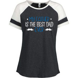 My Father Is The Best Dad Ever Mustache Enza Ladies Jersey Colorblock Tee