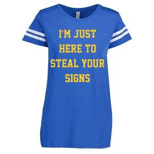 Michigan Football Im Just Here To Steal Your Signs Enza Ladies Jersey Football T-Shirt