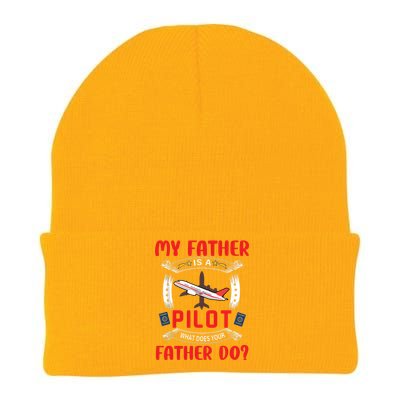 My Father Is A Pilot Funny Question Proud Dad Job Family Knit Cap Winter Beanie