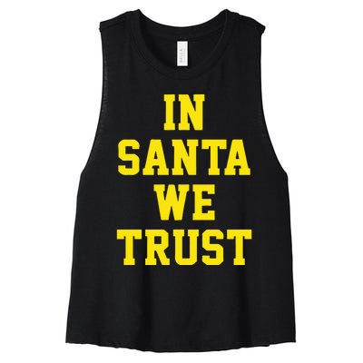 Michigan Football In Santa We Trust Women's Racerback Cropped Tank