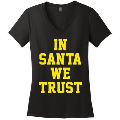 Michigan Football In Santa We Trust Women's V-Neck T-Shirt