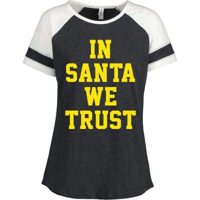 Michigan Football In Santa We Trust Enza Ladies Jersey Colorblock Tee