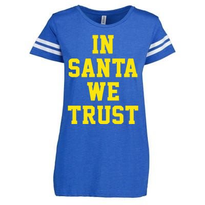 Michigan Football In Santa We Trust Enza Ladies Jersey Football T-Shirt