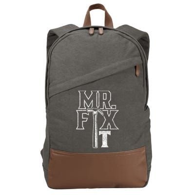 Mr Fix It Repair Overhaul Fixing Handy Cool Gift Cotton Canvas Backpack