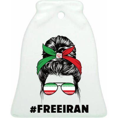 MahsaAmini Free Iran Women Life Freedom Protest Ceramic Bell Ornament