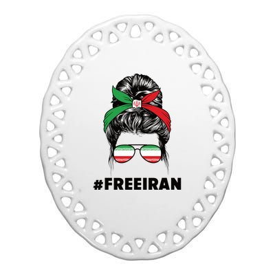 MahsaAmini Free Iran Women Life Freedom Protest Ceramic Oval Ornament