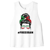 MahsaAmini Free Iran Women Life Freedom Protest Women's Racerback Cropped Tank