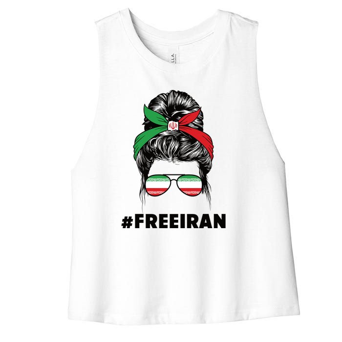 MahsaAmini Free Iran Women Life Freedom Protest Women's Racerback Cropped Tank