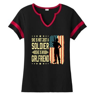 My Friend Is A Soldier Hero Proud Army Friend Funny Gift Ladies Halftime Notch Neck Tee