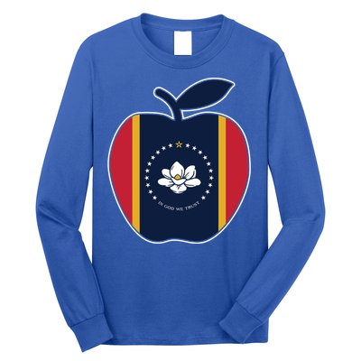 Mississippi Flag In God We Trust School Teacher Apple Cute Gift Long Sleeve Shirt