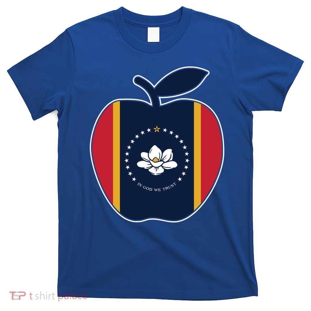 Mississippi Flag In God We Trust School Teacher Apple Cute Gift T-Shirt