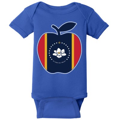 Mississippi Flag In God We Trust School Teacher Apple Cute Gift Baby Bodysuit