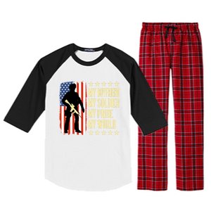 My Friend Is A Soldier Hero Proud Army Friend Funny Gift Raglan Sleeve Pajama Set