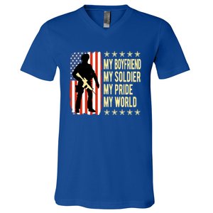 My Friend Is A Soldier Hero Proud Army Friend Funny Gift V-Neck T-Shirt