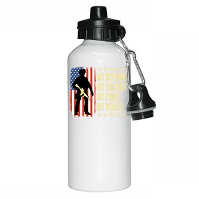 My Friend Is A Soldier Hero Proud Army Friend Funny Gift Aluminum Water Bottle 