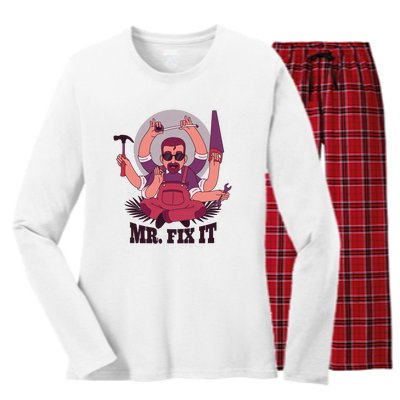 Mr Fix It Women's Long Sleeve Flannel Pajama Set 