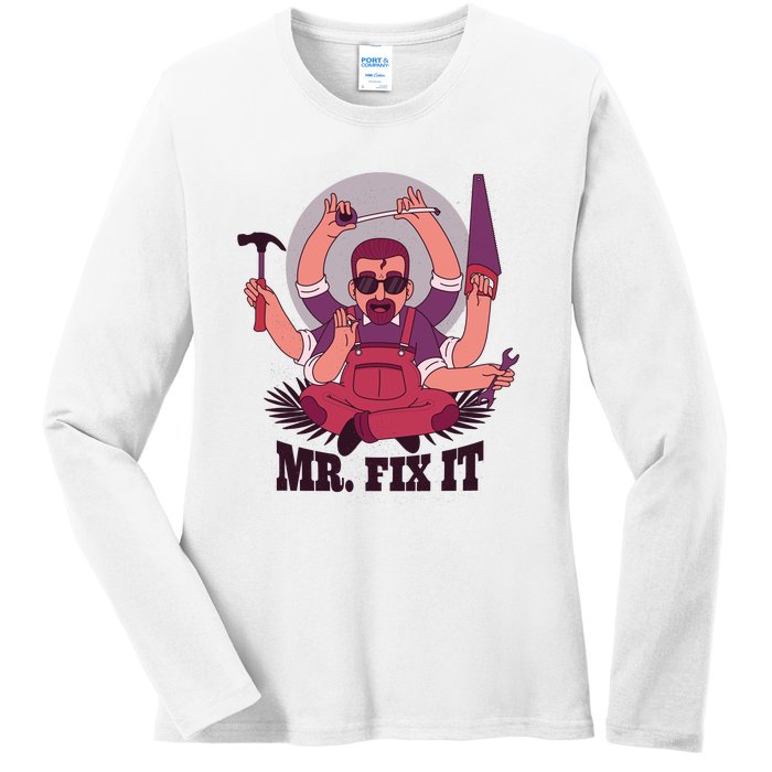 Mr Fix It Ladies Long Sleeve Shirt