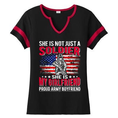 My Friend Is Soldier Hero Proud Army Friend Military Gift Ladies Halftime Notch Neck Tee