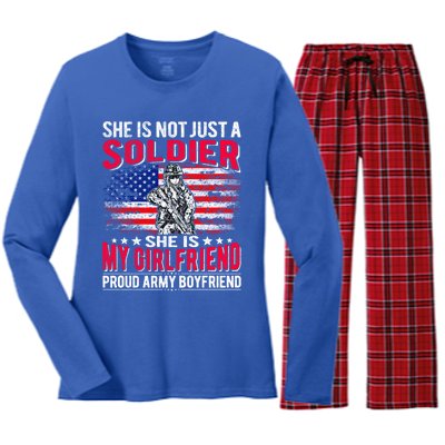 My Friend Is Soldier Hero Proud Army Friend Military Gift Women's Long Sleeve Flannel Pajama Set 