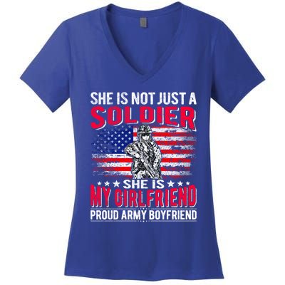 My Friend Is Soldier Hero Proud Army Friend Military Gift Women's V-Neck T-Shirt