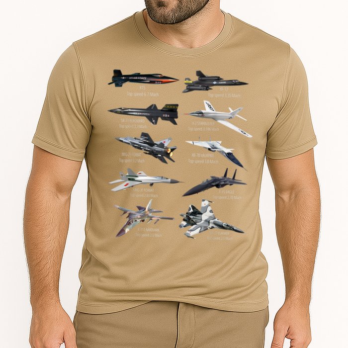Military's Fastest Jet Fighters Aircraft Plane Of The World Cooling Performance Crew T-Shirt