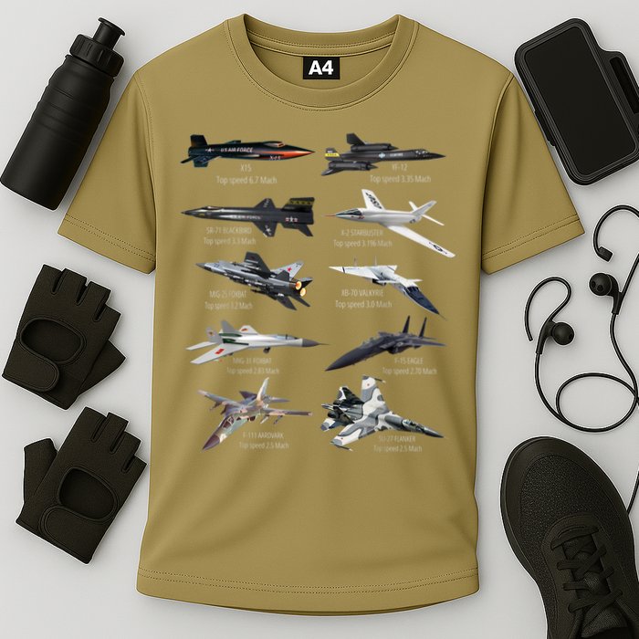 Military's Fastest Jet Fighters Aircraft Plane Of The World Cooling Performance Crew T-Shirt