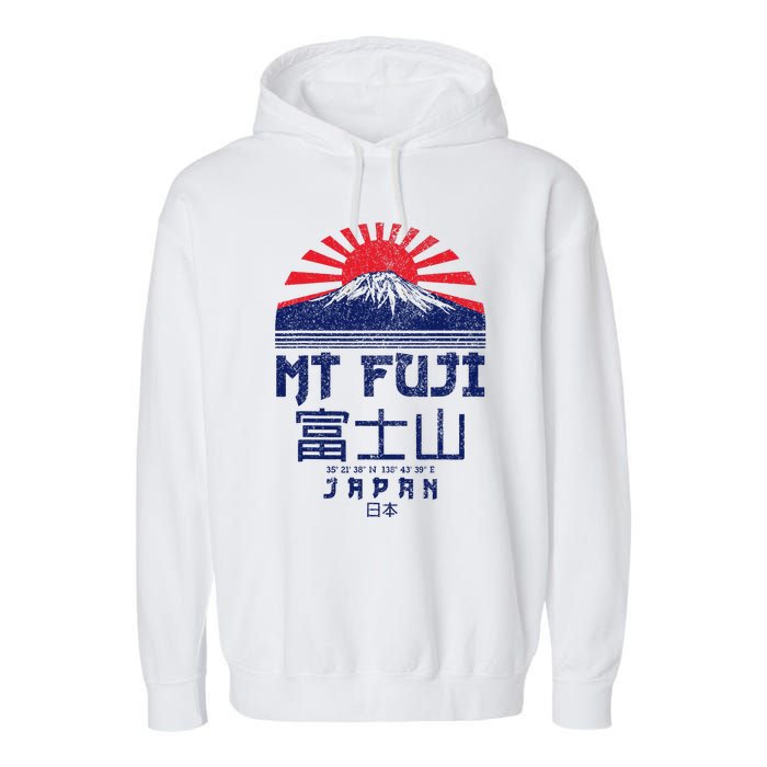 Mt. Fuji Japan Vintage Retro Souvenir Tokyo Japanese Garment-Dyed Fleece Hoodie