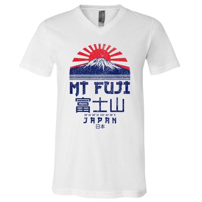 Mt. Fuji Japan Vintage Retro Souvenir Tokyo Japanese V-Neck T-Shirt