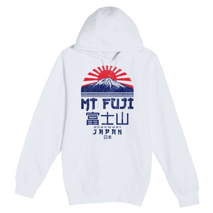 Mt. Fuji Japan Vintage Retro Souvenir Tokyo Japanese Premium Pullover Hoodie