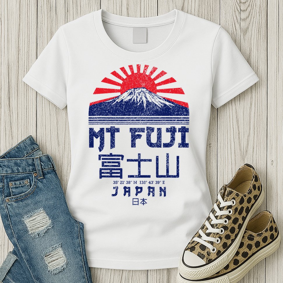Mt. Fuji Japan Vintage Retro Souvenir Tokyo Japanese Womens T-Shirt
