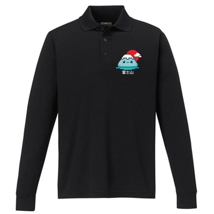 Mount Fuji Japanese Aesthetic Kawaii Mountain Scene Performance Long Sleeve Polo