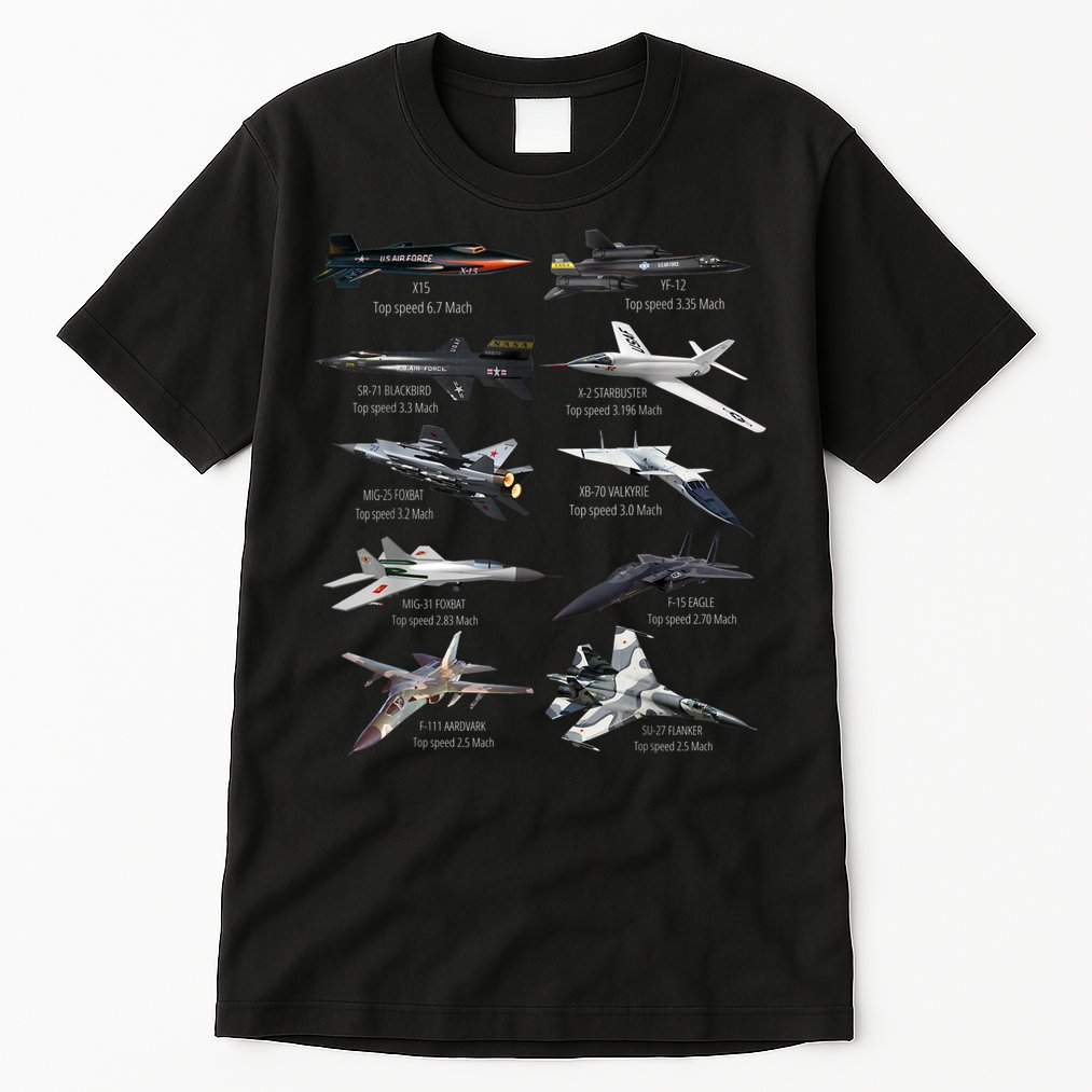 Military's Fastest Jet Fighters Aircraft Plane Of The World Tall T-Shirt
