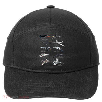 Military's Fastest Jet Fighters Aircraft Plane Of The World 7-Panel Snapback Hat