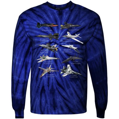 Military's Fastest Jet Fighters Aircraft Plane Of The World Tie-Dye Long Sleeve Shirt