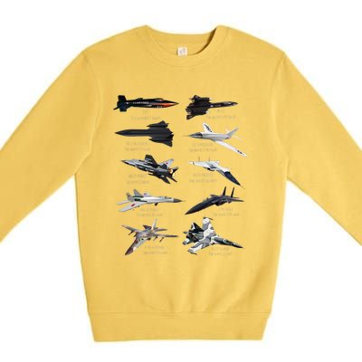 MilitaryS Fastest Jet Fighters Aircraft Plane Of The World Premium Crewneck Sweatshirt