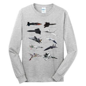 MilitaryS Fastest Jet Fighters Aircraft Plane Of The World Tall Long Sleeve T-Shirt