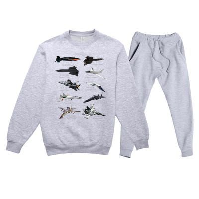 MilitaryS Fastest Jet Fighters Aircraft Plane Of The World Premium Crewneck Sweatsuit Set