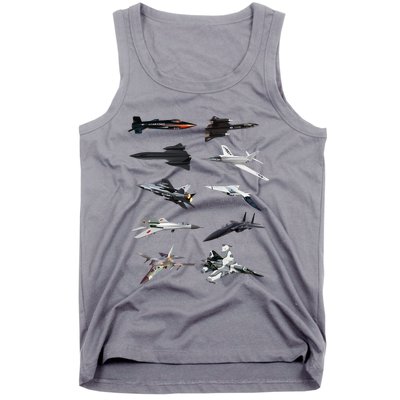 MilitaryS Fastest Jet Fighters Aircraft Plane Of The World Tank Top