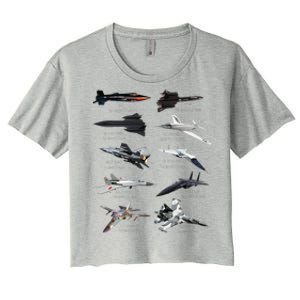 MilitaryS Fastest Jet Fighters Aircraft Plane Of The World Women's Crop Top Tee