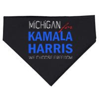 Michigan For Kamala Harris 2024 We Choose Freedom USA-Made Doggie Bandana