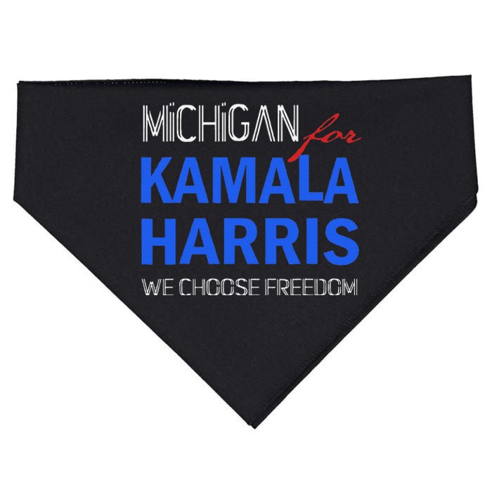 Michigan For Kamala Harris 2024 We Choose Freedom USA-Made Doggie Bandana