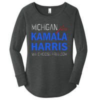 Michigan For Kamala Harris 2024 We Choose Freedom Women's Perfect Tri Tunic Long Sleeve Shirt