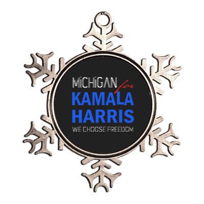 Michigan For Kamala Harris 2024 We Choose Freedom Metallic Star Ornament