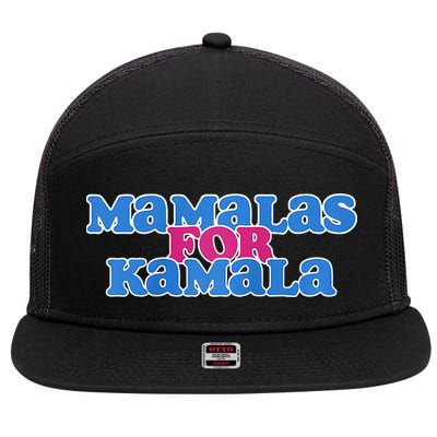 Mamalas For Kamala This Mamala Voting For Kamala Raglan 7 Panel Mesh Trucker Snapback Hat